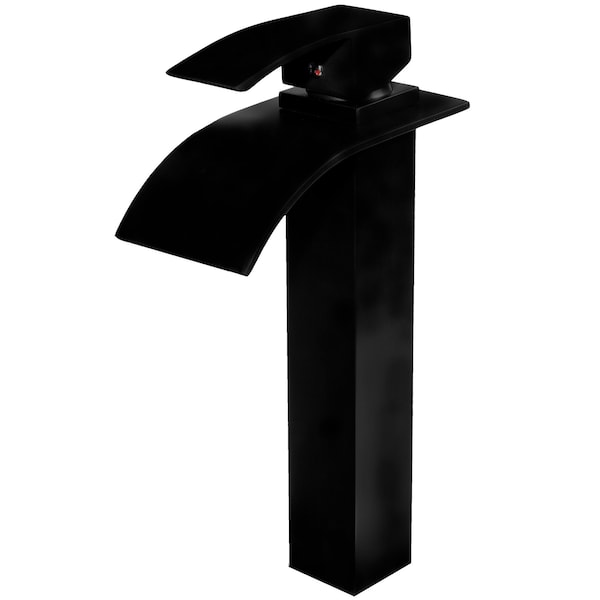 Novatto ECLIPSE Watersense Single Lever Waterfall Vessel Faucet, Matte Black GF-136MBWS - main